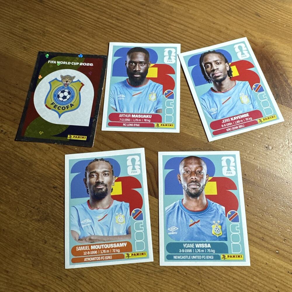 2026 FIFA Panini World Cup Team Congo Sticker Lot 5 COD 1/5/7/11/16